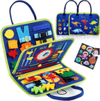 Close-up of the buttoning activity on the felt busy board