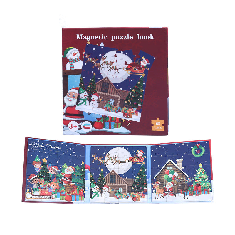 Christmas Magnetic Puzzle open showing a festive scene