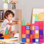 Magnetic Building Tiles assembled into a house shape
