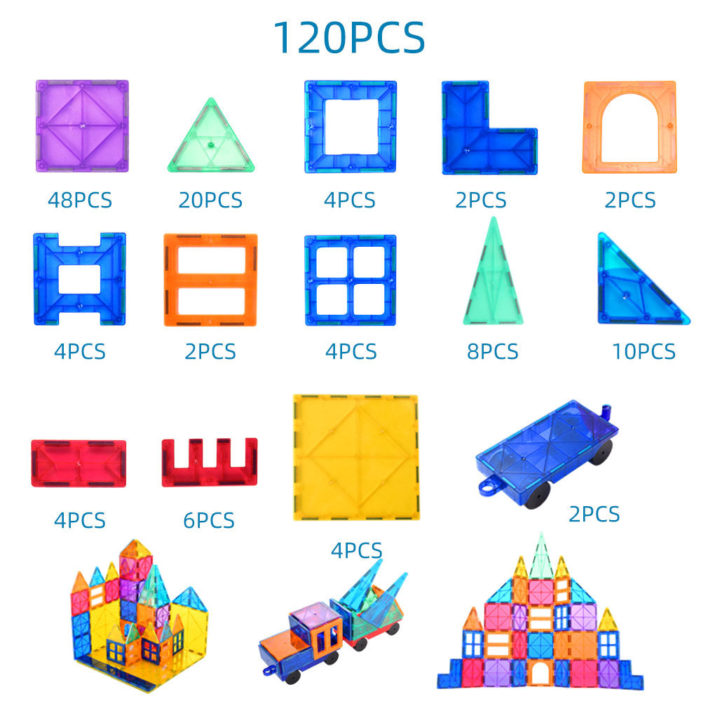 Close-up of two magnetic building tiles clicking together