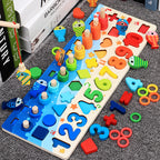 Toddler placing a number into the KidsStrike wooden puzzle