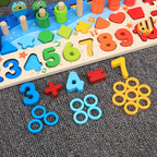 Close-up of the chunky wooden number pieces