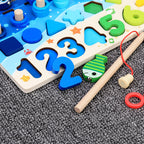 Wooden Number Puzzle with several number pieces lifted out