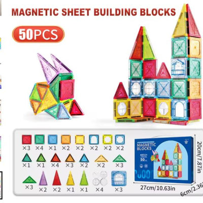 Magnetic Building Tiles shown as a full set laid out