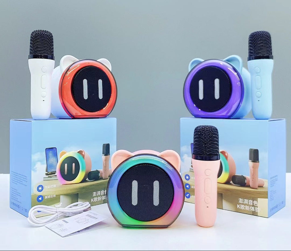 Kids Karaoke Machine shown with two microphones