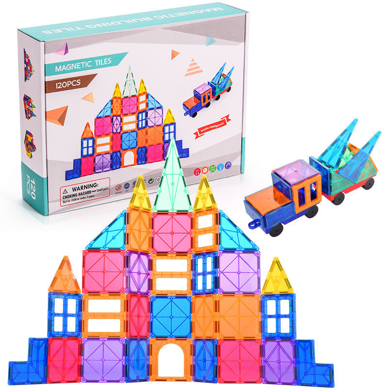Magnetic Building Tiles in assorted colours, stacked flat